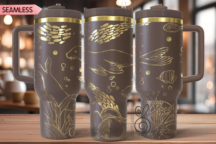 Sea Lions Laser SVG Wrap for 30oz and 40oz Handled Tumblers