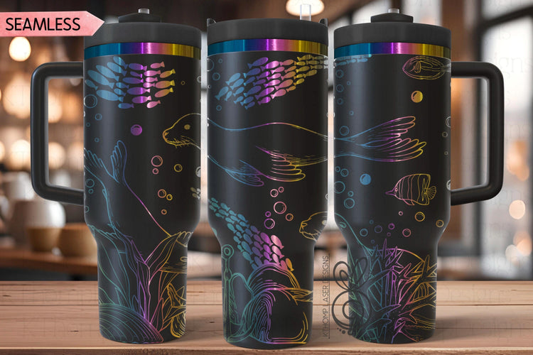Sea Lions Laser SVG Wrap for 30oz and 40oz Handled Tumblers