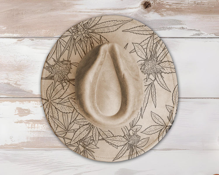 Cannabis Wide Brim Hat Laser Engraving SVG