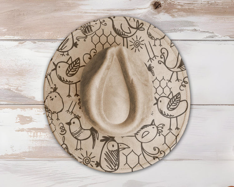 Chickens Wide Brim Hat Laser Engraving SVG