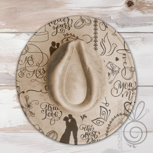Wedding Bride Wide Brim Hat Laser Engraving SVG