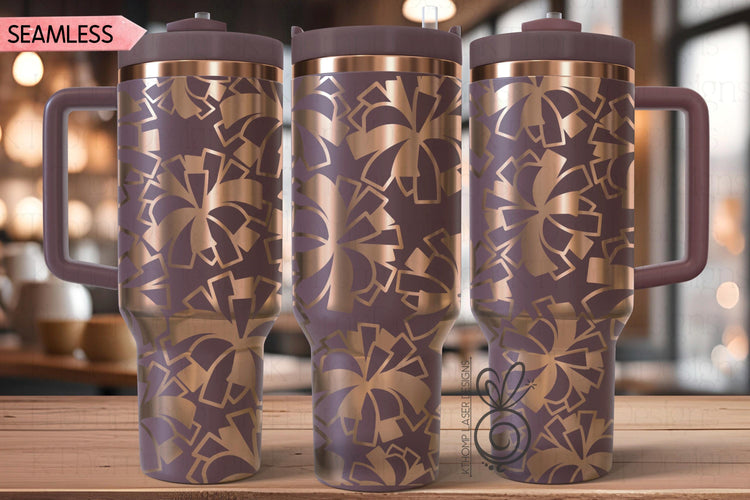 Cheer Pom Poms Burst Laser SVG Wrap for 30oz and 40oz Handled Tumblers