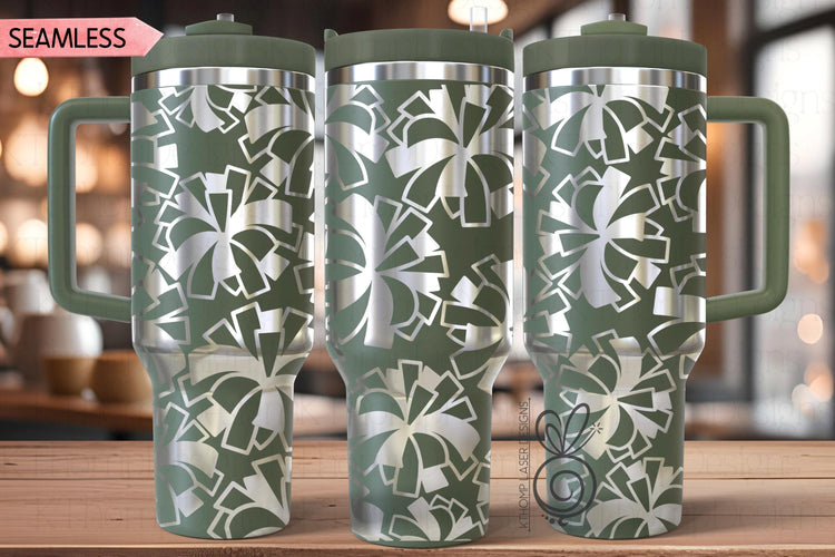 Cheer Pom Poms Burst Laser SVG Wrap for 30oz and 40oz Handled Tumblers