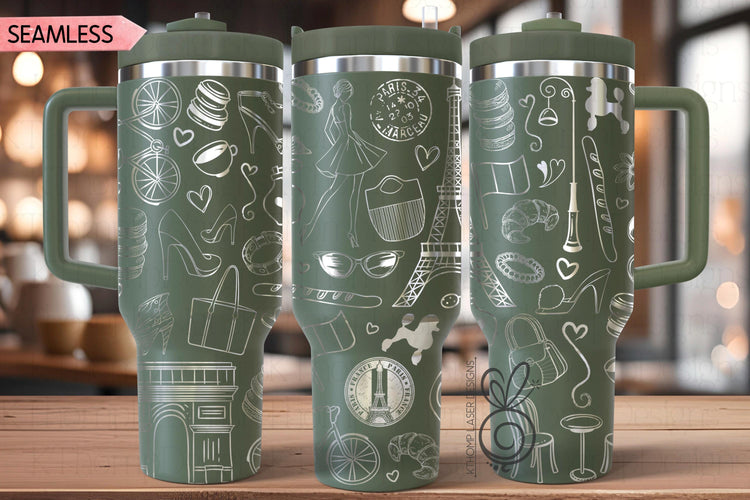 Fashion Paris SVG Wrap for 30oz and 40oz Handled Tumblers