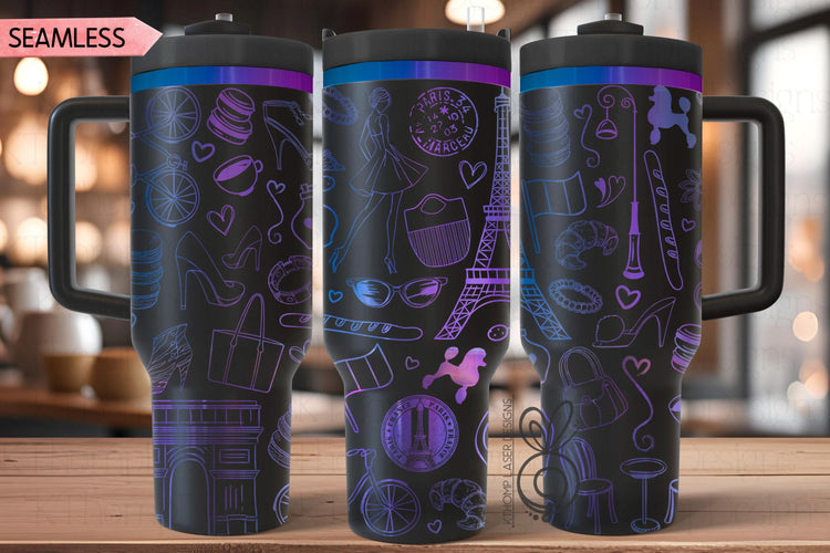Fashion Paris SVG Wrap for 30oz and 40oz Handled Tumblers