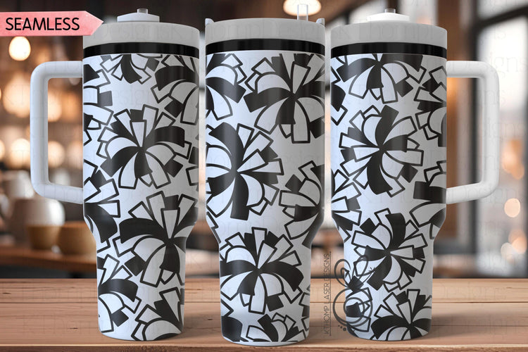 Cheer Pom Poms Burst Laser SVG Wrap for 30oz and 40oz Handled Tumblers