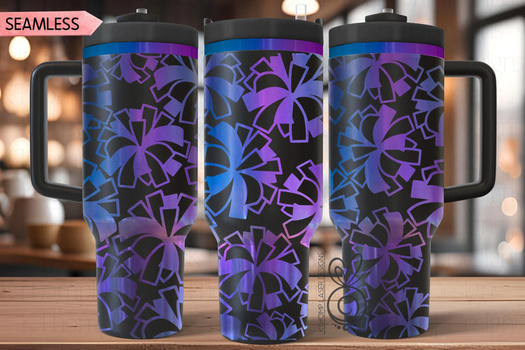 Cheer Pom Poms Burst Laser SVG Wrap for 30oz and 40oz Handled Tumblers