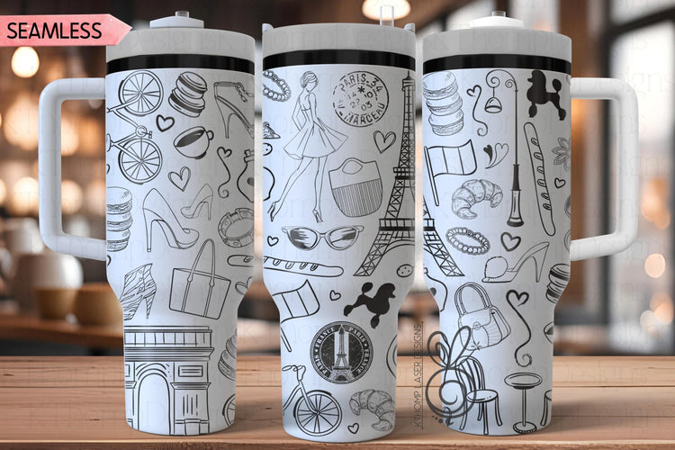 Fashion Paris SVG Wrap for 30oz and 40oz Handled Tumblers