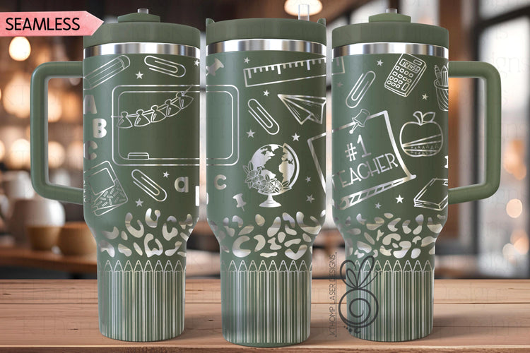 Teacher #1 Laser SVG Wrap for 30oz and 40oz Handled Tumblers