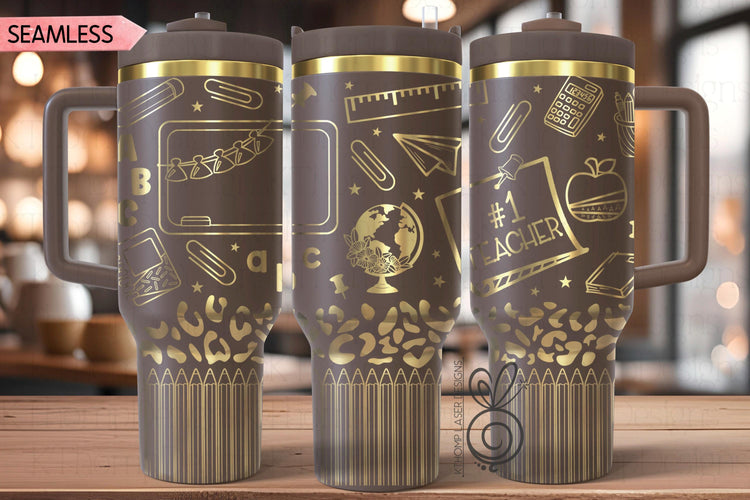 Teacher #1 Laser SVG Wrap for 30oz and 40oz Handled Tumblers