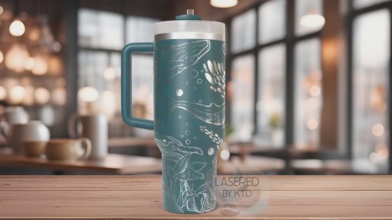 Whales Tumbler Wrap SVG | 40oz Laser Engraving File | Rotary Ready Digital Design | Ocean Nautical SVG