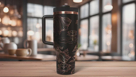 Koi Fish Pond Tumbler Wrap SVG | 40oz Laser Engraving File | Rotary Ready Digital Design | Ocean Nautical SVG