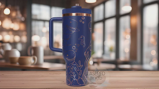 Cute Sharks Ocean Life Tumbler Wrap SVG | 40oz Laser Engraving File | Rotary Ready Digital Design | Ocean Nautical SVG
