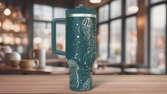 Jellyfish Ocean Life Tumbler Wrap SVG | 40oz Laser Engraving File | Rotary Ready Digital Design | Ocean Nautical SVG