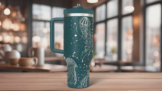 Jellyfish Ocean Life Tumbler Wrap SVG | 40oz Laser Engraving File | Rotary Ready Digital Design | Ocean Nautical SVG