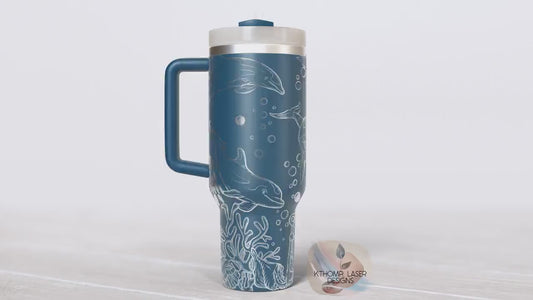 Dolphins Ocean Scene Tumbler Wrap SVG | 40oz Laser Engraving File | Rotary Ready Digital Design | Ocean Nautical SVG