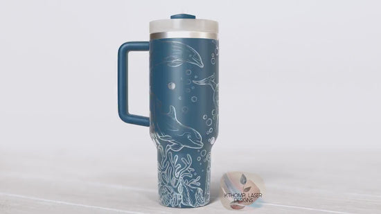 Dolphins Ocean Scene Tumbler Wrap SVG | 40oz Laser Engraving File | Rotary Ready Digital Design | Ocean Nautical SVG