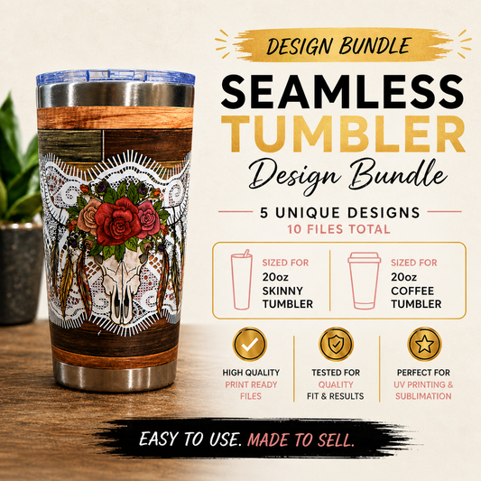 Premium Seamless Tumbler Design Bundle | UV Print | Sublimation