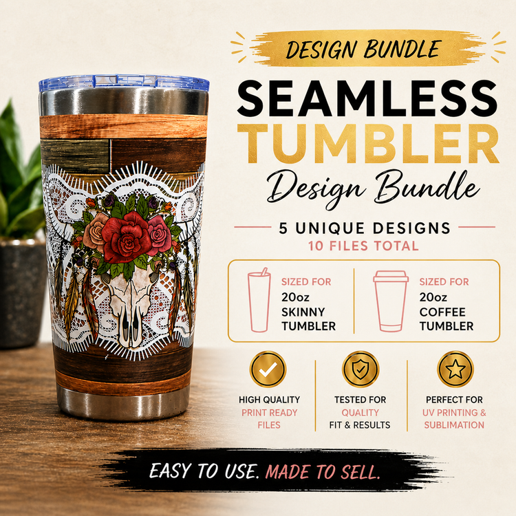 Premium Seamless Tumbler Design Bundle | UV Print | Sublimation