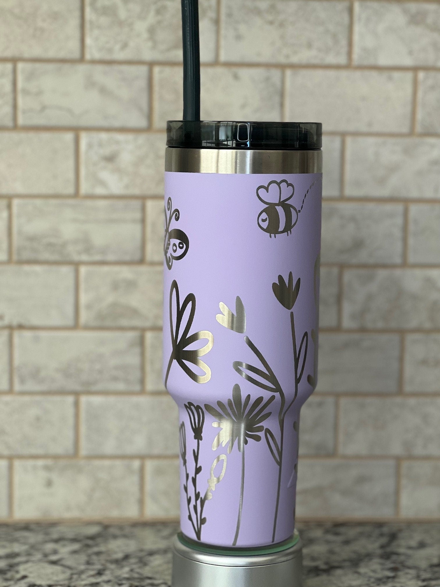 Floral Garden Tumbler Wrap SVG | 40oz Laser Engraving File | Rotary Engrave Digital Design | Floral SVG Design