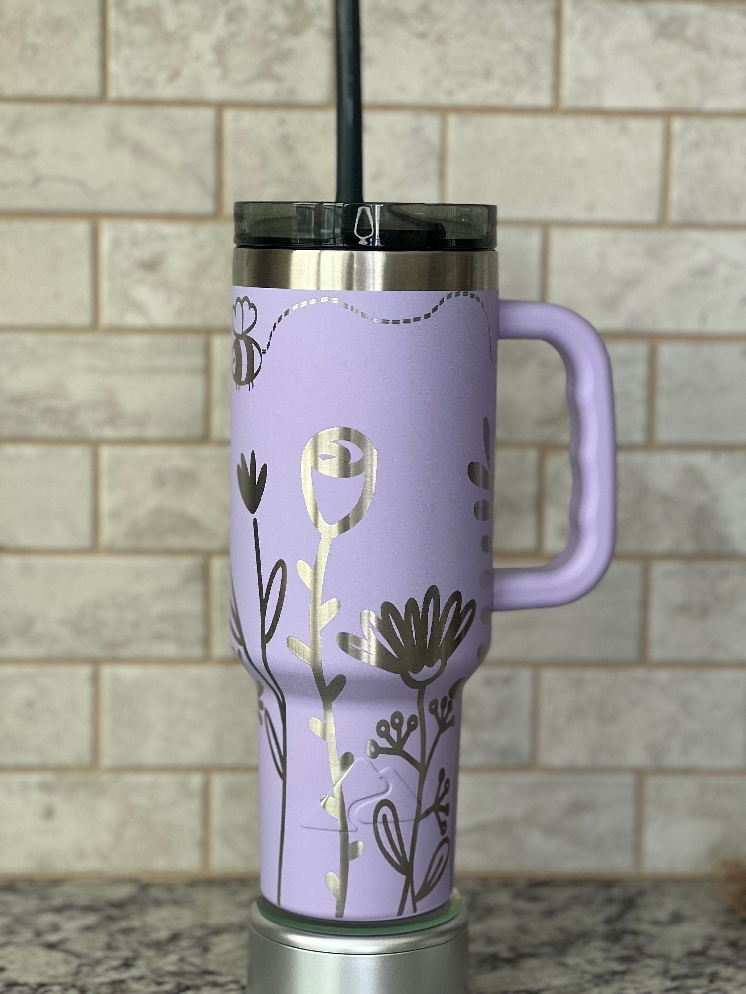 Floral Garden Tumbler Wrap SVG | 40oz Laser Engraving File | Rotary Engrave Digital Design | Floral SVG Design
