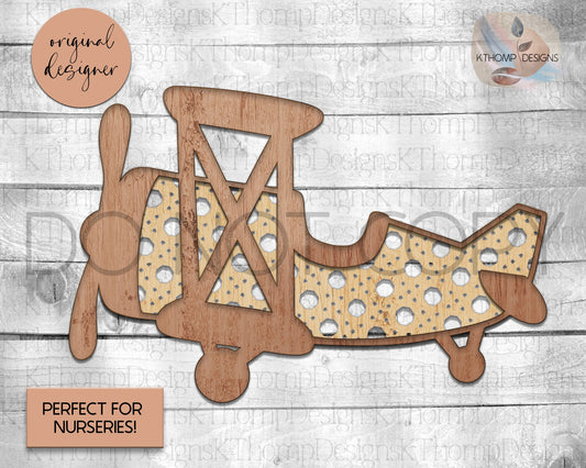 Laser Cut File Cane Rattan Airplane SVG, Cute Rattan Airplane, Biplane Nursery, Airplane SVG, Wood Airplane, Nursery Decor, Glowforge, XTool