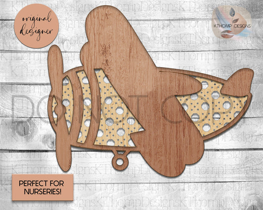 Laser Cut File Cane Rattan Airplane SVG, Cute Rattan Airplane, Biplane Nursery, Airplane SVG, Wood Airplane, Nursery Decor, Glowforge, XTool