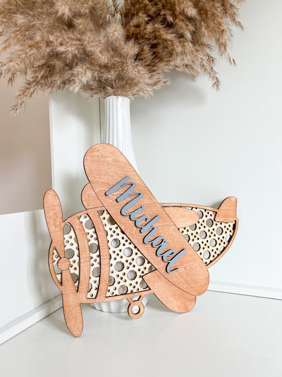 Laser Cut File Cane Rattan Airplane SVG, Cute Rattan Airplane, Biplane Nursery, Airplane SVG, Wood Airplane, Nursery Decor, Glowforge, XTool