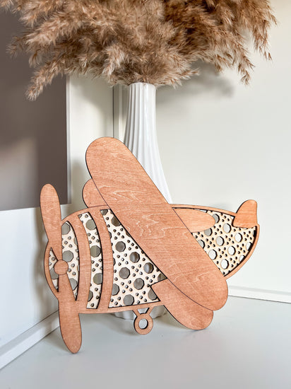 Laser Cut File Cane Rattan Airplane SVG, Cute Rattan Airplane, Biplane Nursery, Airplane SVG, Wood Airplane, Nursery Decor, Glowforge, XTool