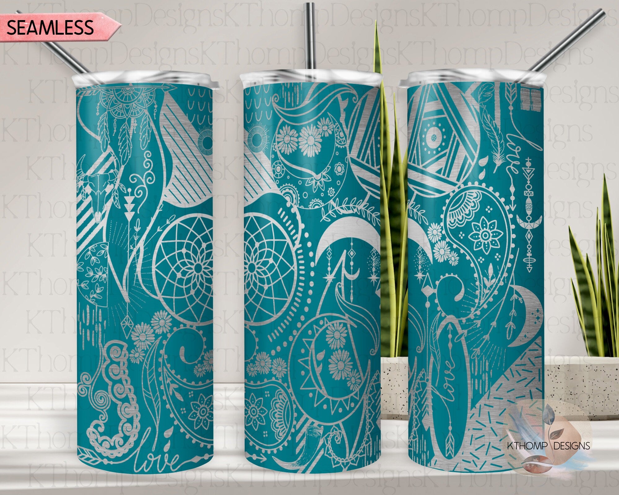 Boho Paisley Doodles Tumbler Wrap SVG | 20oz Skinny Laser Engraving File | Rotary Ready Digital Design | Zodiac Boho SVG