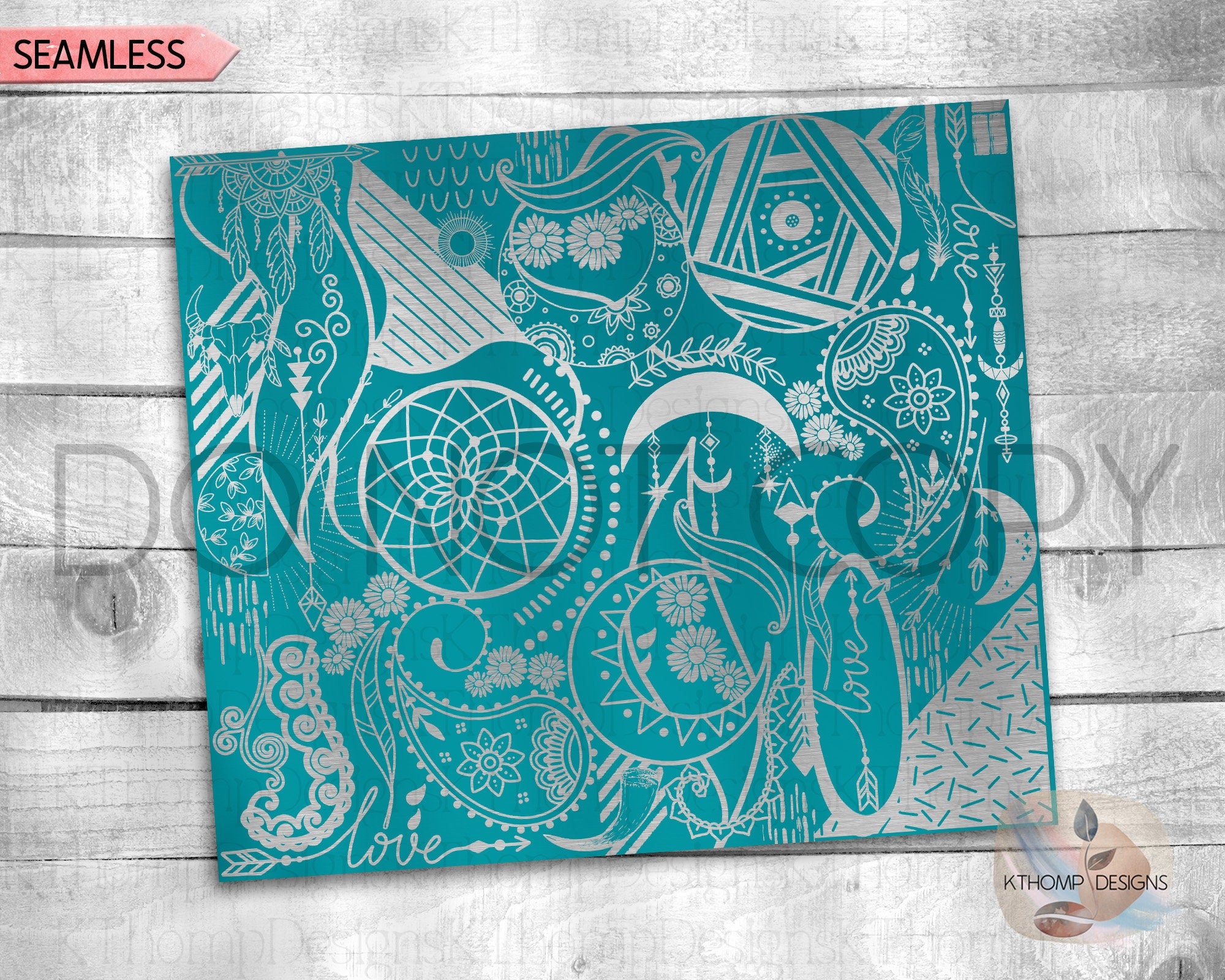 Boho Paisley Doodles Tumbler Wrap SVG | 20oz Skinny Laser Engraving File | Rotary Ready Digital Design | Zodiac Boho SVG