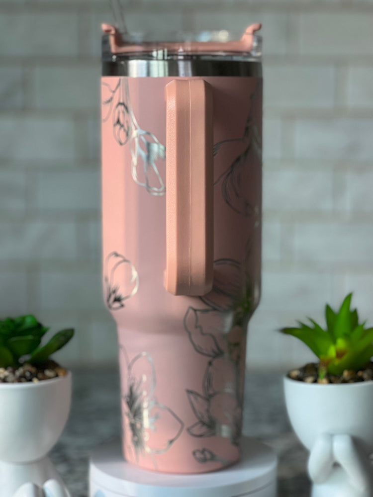 Cherry Blossom Tumbler Wrap SVG | 40oz Laser Engraving File | Rotary Engrave Digital Design | Floral SVG Design