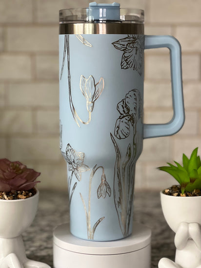 Daffodils Tumbler Wrap SVG | 40oz Laser Engraving File | Rotary Engrave Digital Design | Floral SVG Design