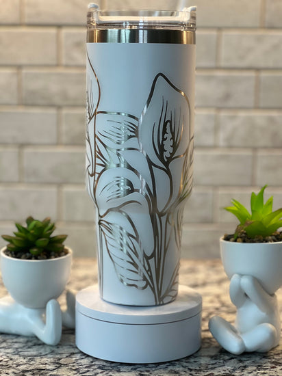 Calla Lilies Tumbler Wrap SVG | 40oz Laser Engraving File | Rotary Engrave Digital Design | Floral SVG Design