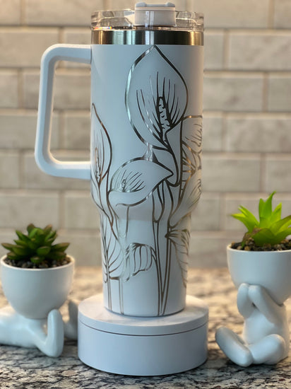 Calla Lilies Tumbler Wrap SVG | 40oz Laser Engraving File | Rotary Engrave Digital Design | Floral SVG Design