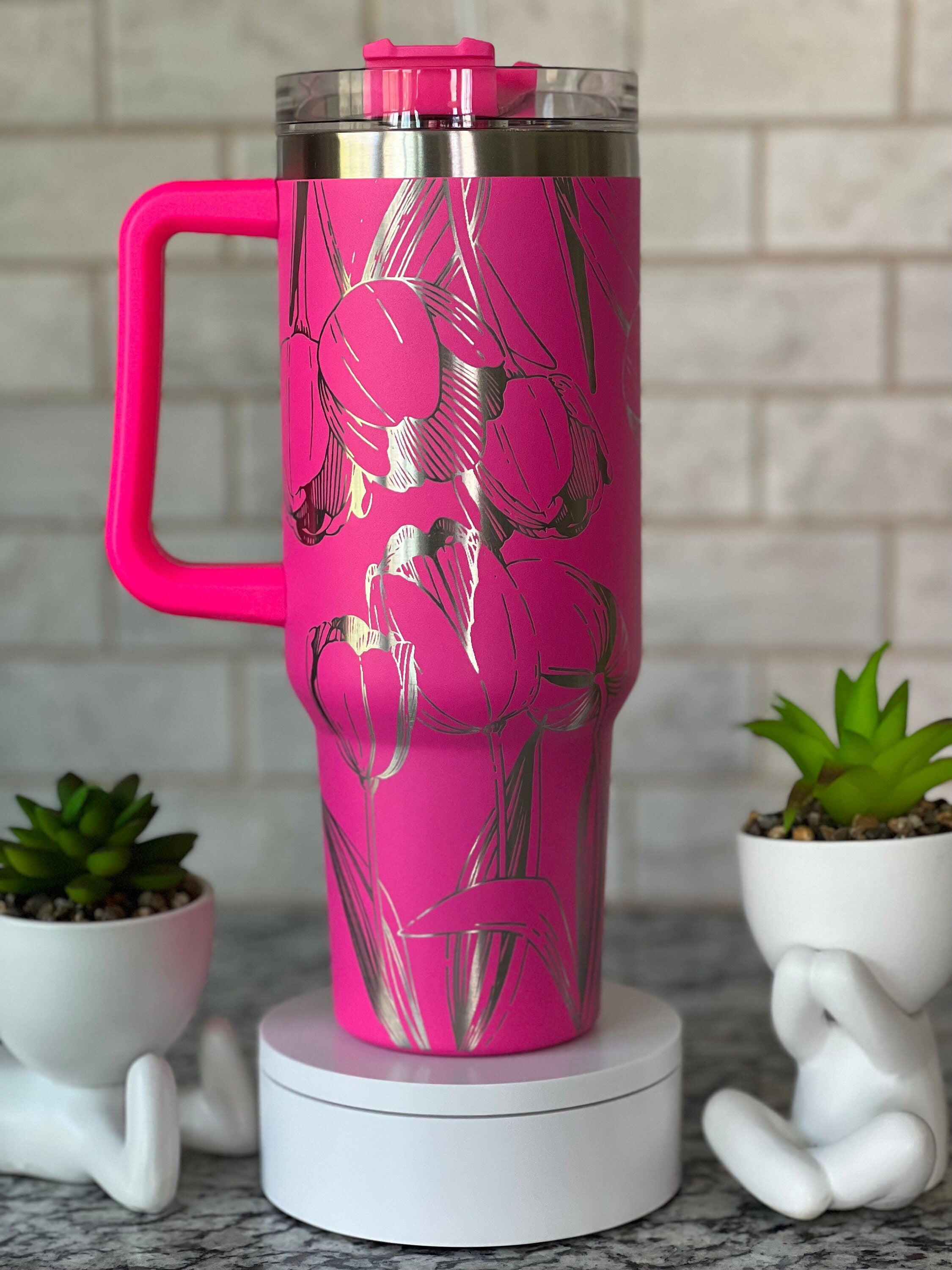 Tulips Tumbler Wrap SVG | 40oz Laser Engraving File | Rotary Engrave Digital Design | Floral SVG Design