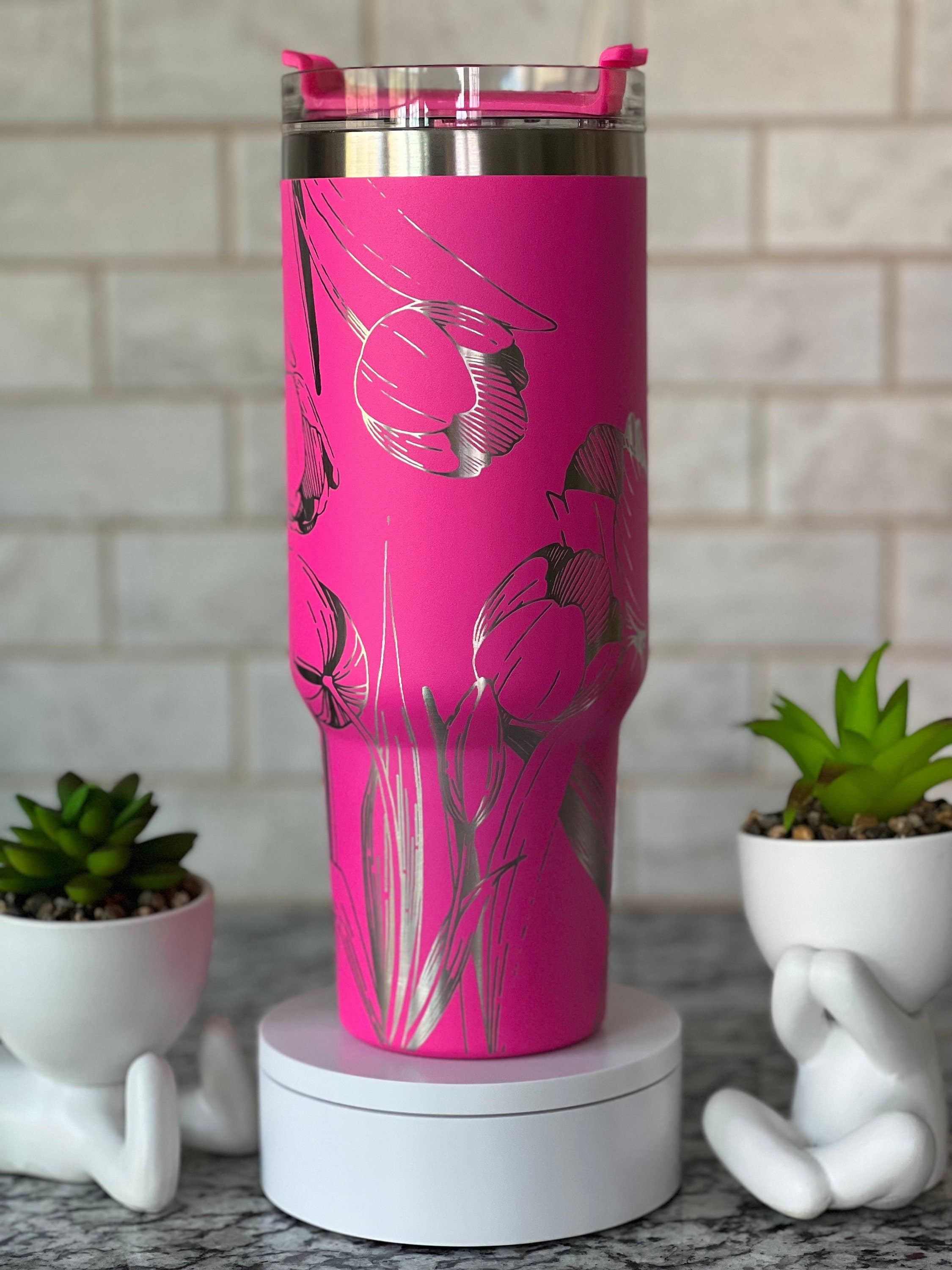 Tulips Tumbler Wrap SVG | 40oz Laser Engraving File | Rotary Engrave Digital Design | Floral SVG Design