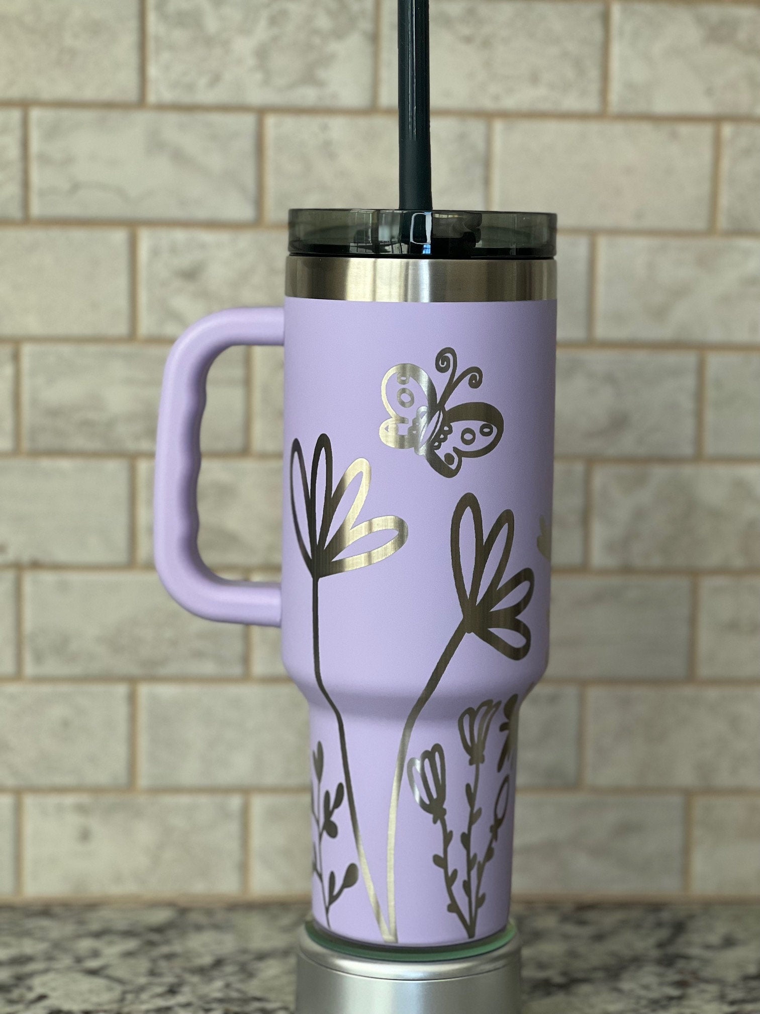 Floral Garden Tumbler Wrap SVG | 40oz Laser Engraving File | Rotary Engrave Digital Design | Floral SVG Design