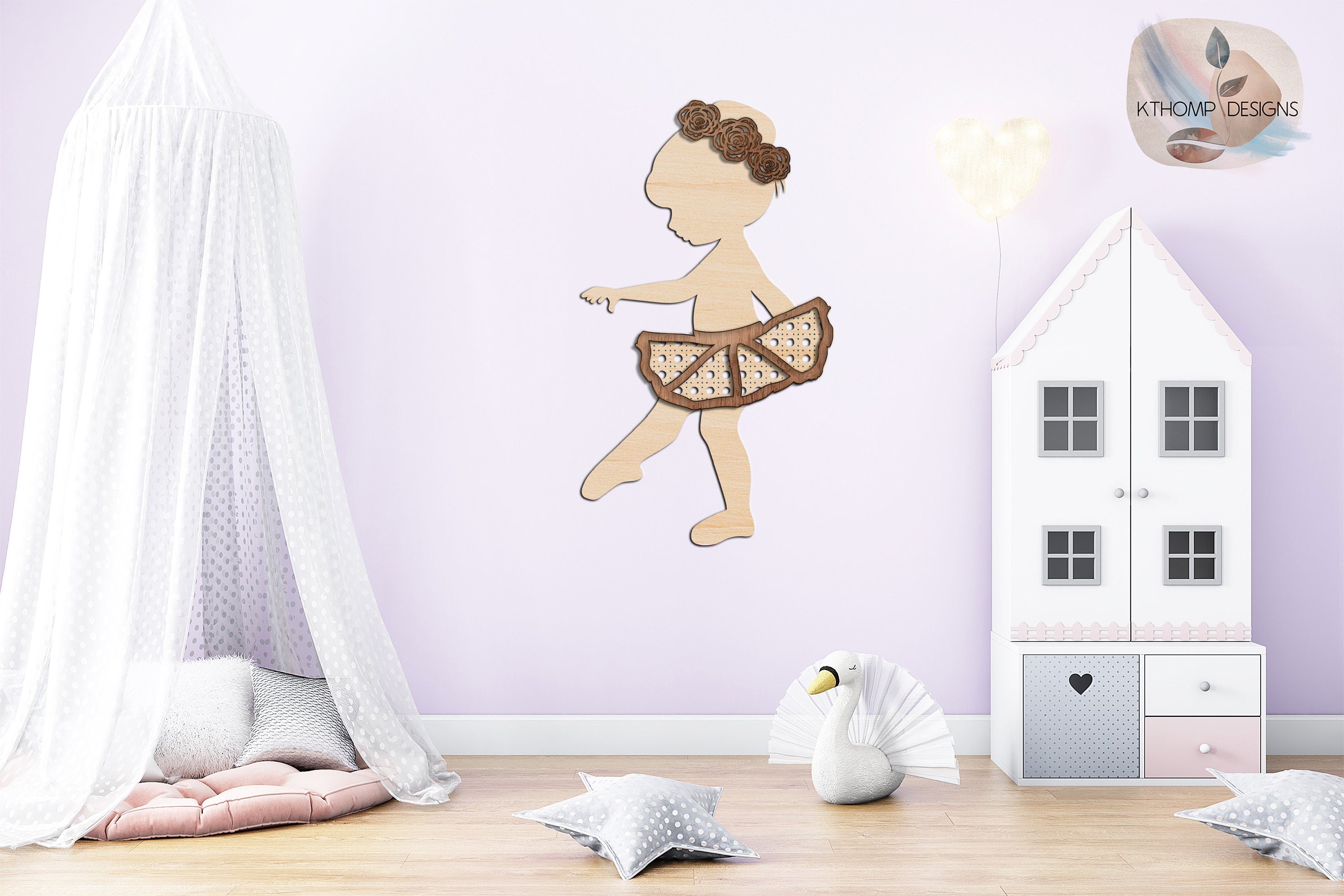 Cane Rattan Ballerina Laser Cut File SVG, Rattan Ballerina, Boho Nursery Sign, Ballerina SVG, Wood Dancer, Nursery Decor, Glowforge, XTool