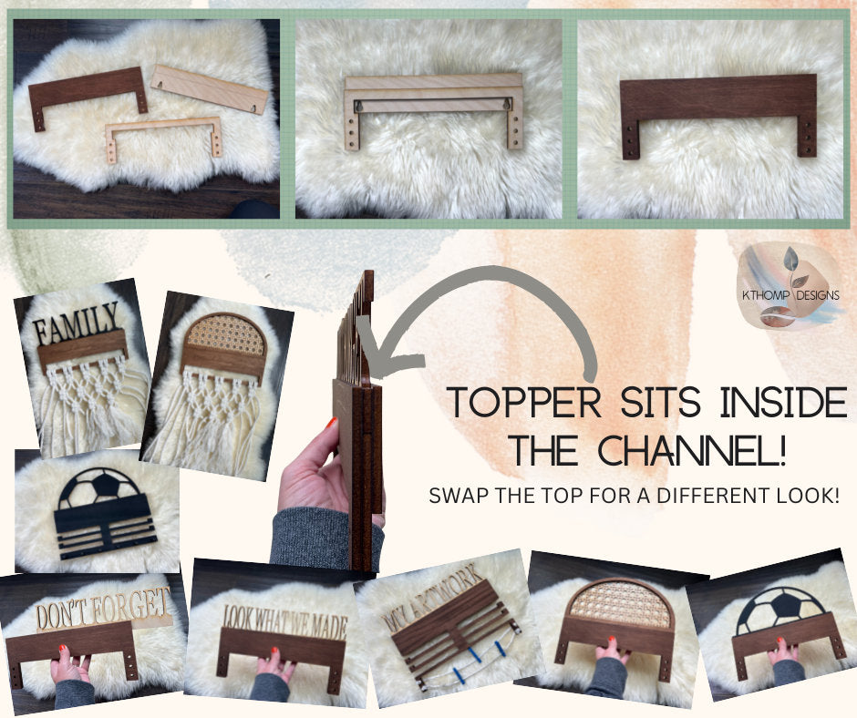 Rattan Rainbow Channel Top with Macrame Bar Digital Laser Cut File, Boho Sign, Interchangeable Sign, Hairbow Holder, SVG