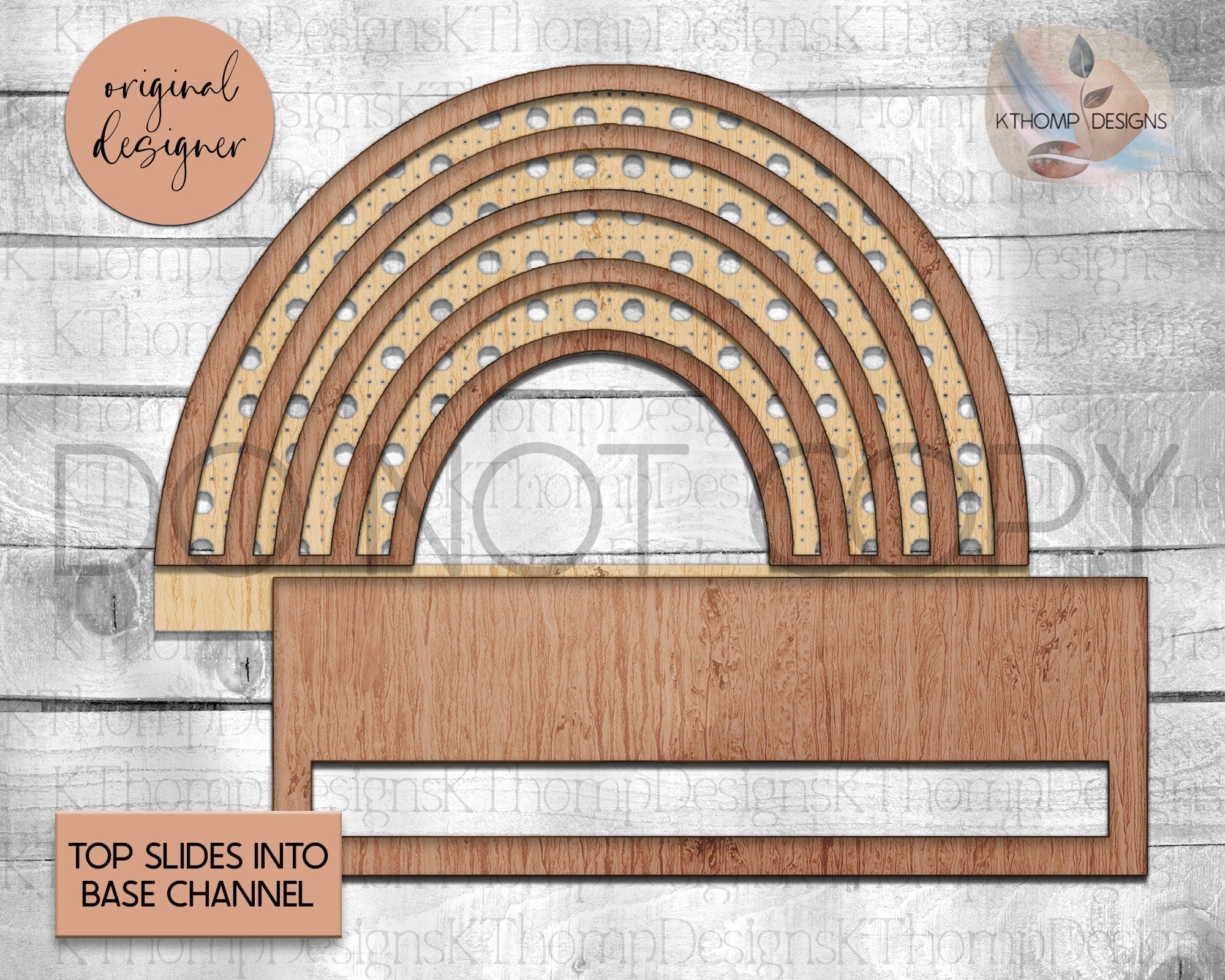 Rattan Rainbow Channel Top with Macrame Bar Digital Laser Cut File, Boho Sign, Interchangeable Sign, Hairbow Holder, SVG