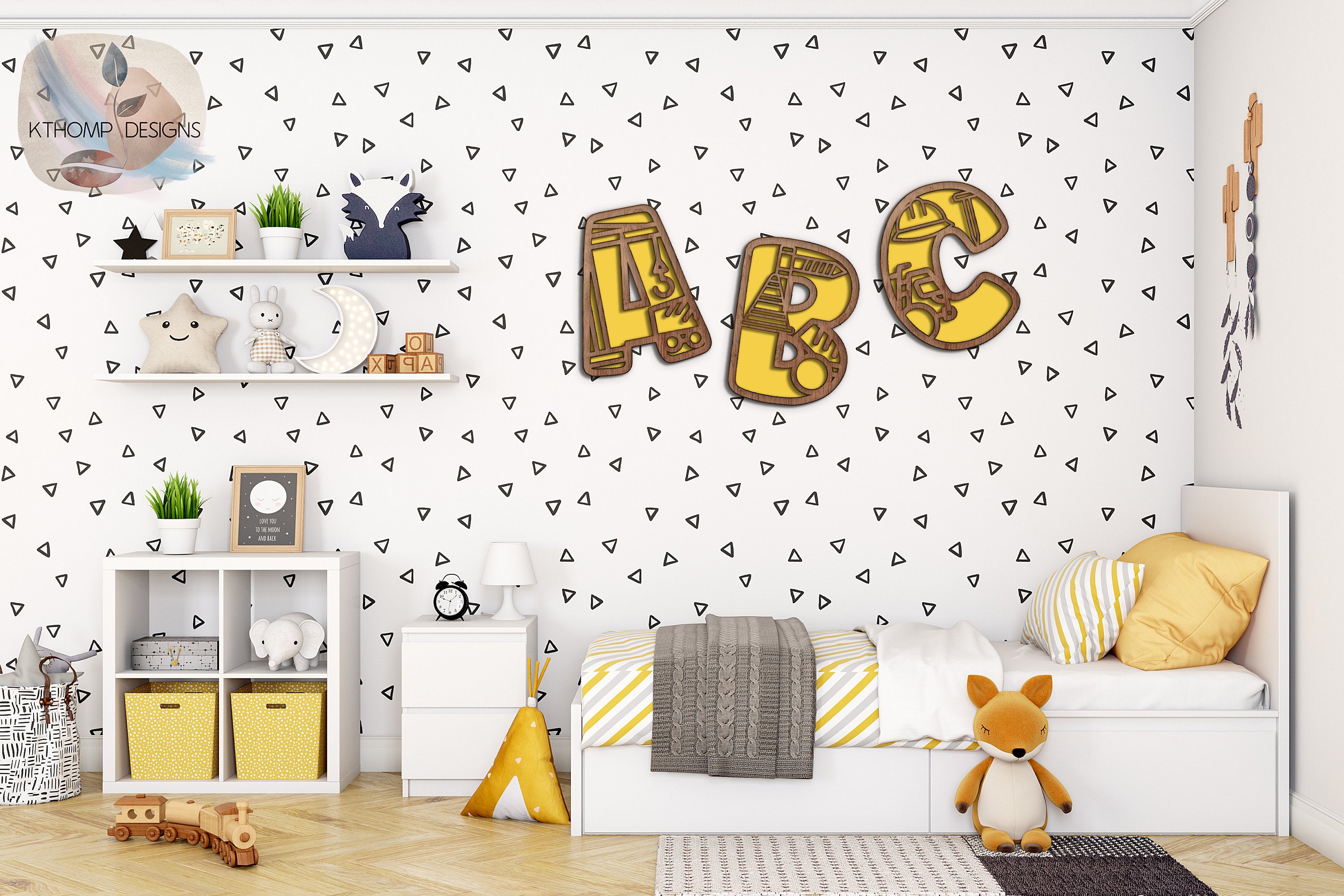 Construction Alphabet SVG | Laser Cut Files A-Z & 0-9 | Digital Alphabet Set for Laser Cutting | Wood MDF Acrylic Ready | Instant Download