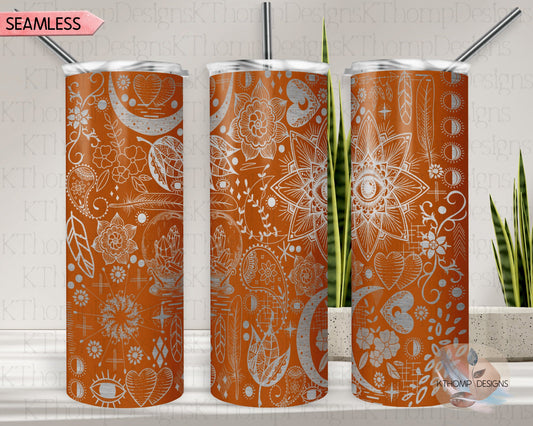 Boho Love Tumbler Wrap SVG | 20oz Skinny Laser Engraving File | Rotary Ready Digital Design | Zodiac Boho SVG