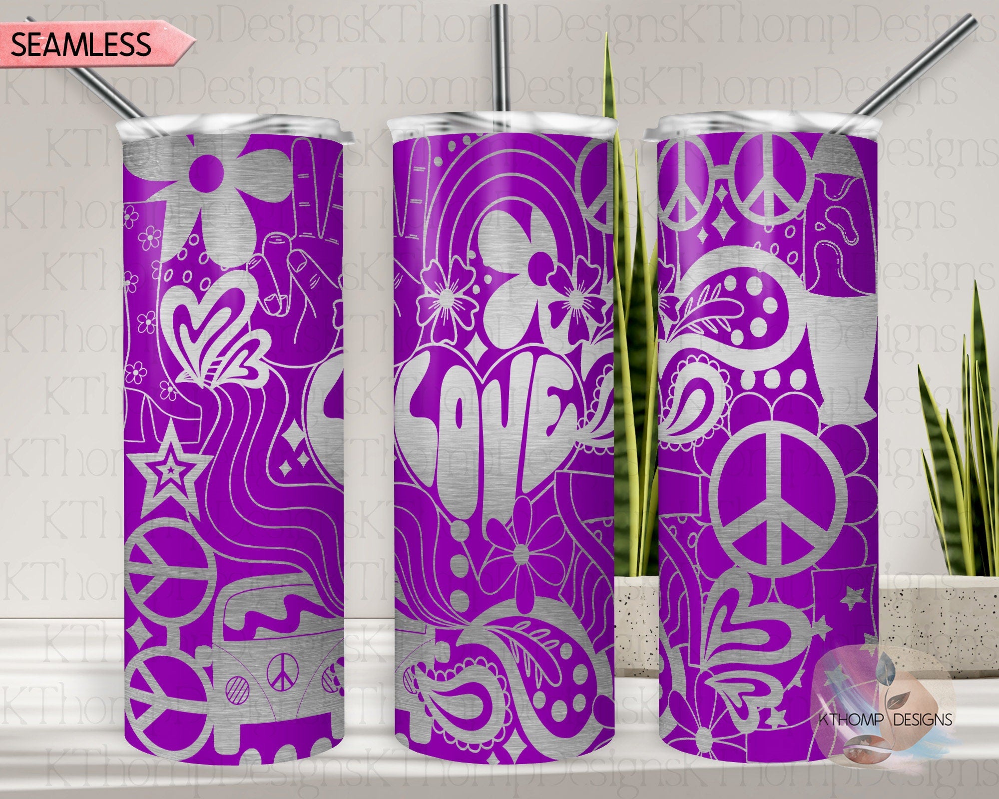 Groovy 70's Vibe Tumbler Wrap SVG | 20oz Skinny Laser Engraving File | Rotary Ready Digital Design | Graduation Wedding SVG