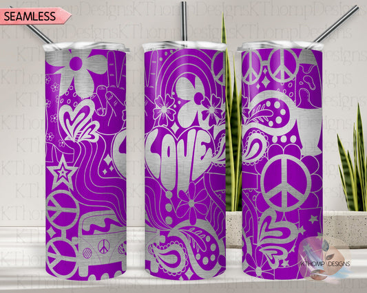 Groovy 70's Vibe Tumbler Wrap SVG | 20oz Skinny Laser Engraving File | Rotary Ready Digital Design | Graduation Wedding SVG