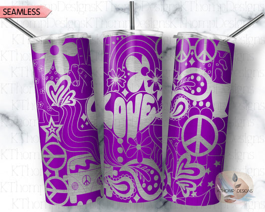 Groovy 70's Vibe Tumbler Wrap SVG | 20oz Skinny Laser Engraving File | Rotary Ready Digital Design | Graduation Wedding SVG