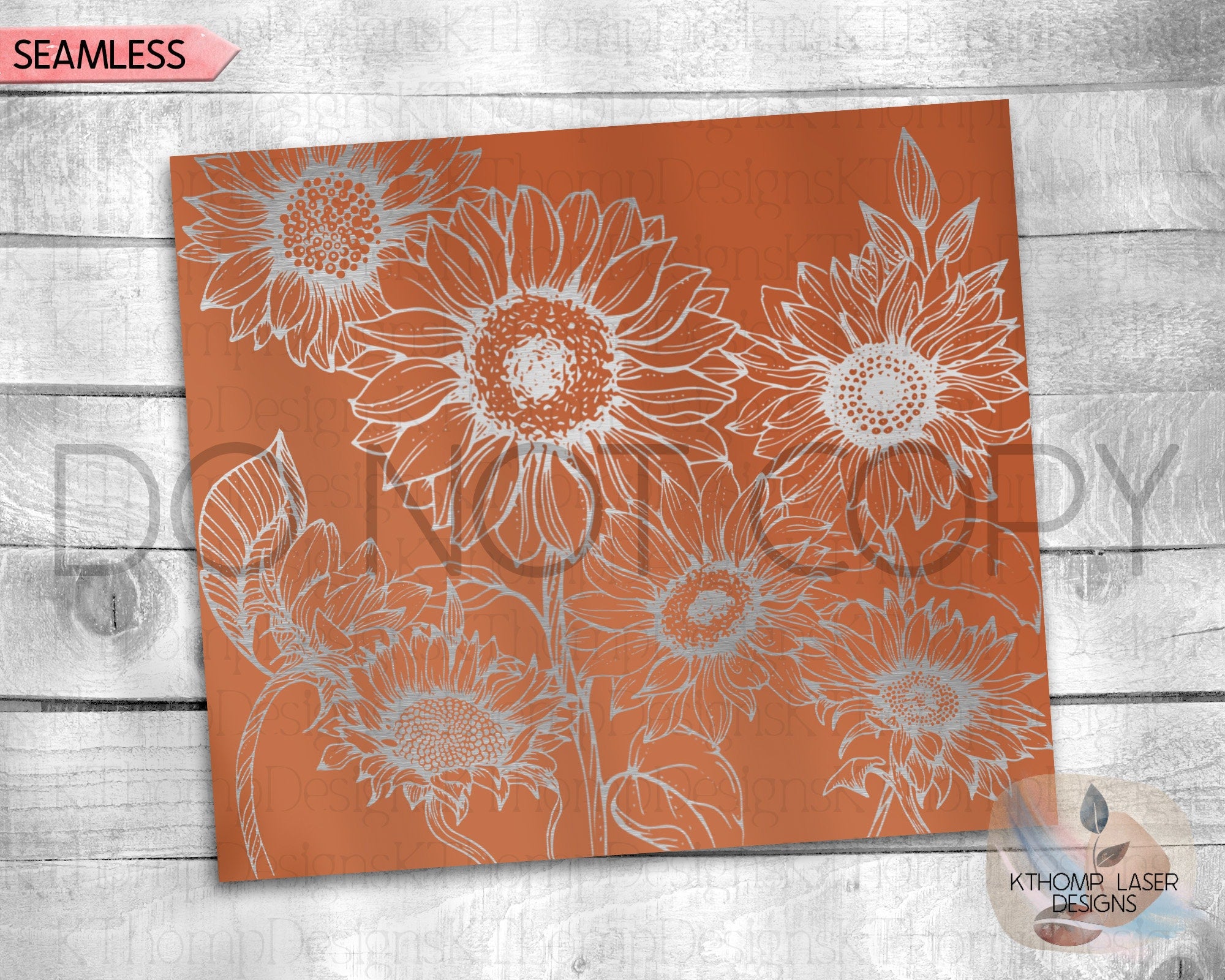 Sunflowers Tumbler Wrap SVG | 20oz Skinny Laser Engraving File | Rotary Engrave Digital Design | Floral SVG Design