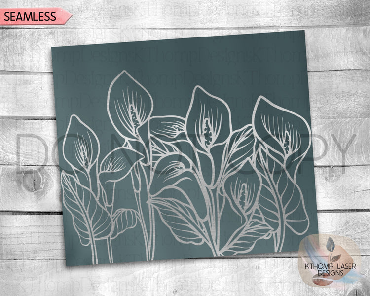 Calla Lilies Tumbler Wrap SVG | 20oz Skinny Laser Engraving File | Rotary Engrave Digital Design | Floral SVG Design
