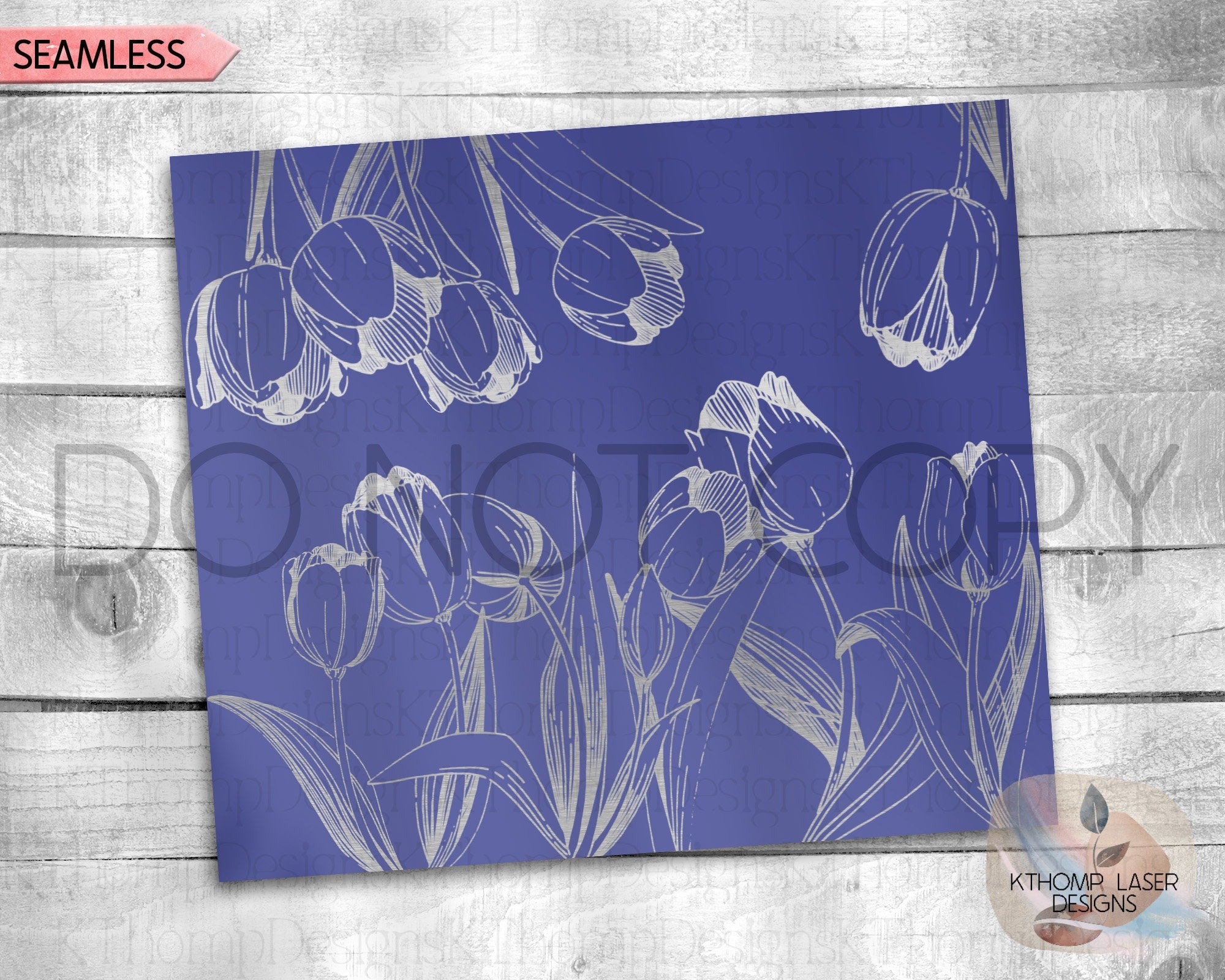 Tulips Tumbler Wrap SVG | 20oz Skinny Laser Engraving File | Rotary Engrave Digital Design | Floral SVG Design