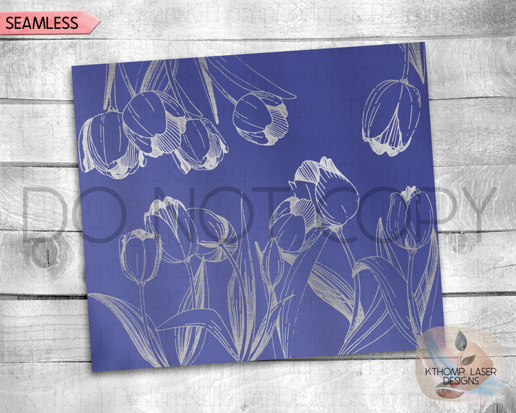Tulips Tumbler Wrap SVG | 20oz Skinny Laser Engraving File | Rotary Engrave Digital Design | Floral SVG Design